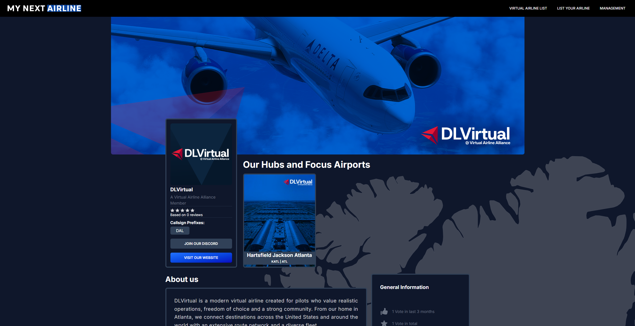 DLVirtual profile on MyNextAirline